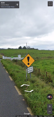 Ireland clue: Yellow diamond warning sign