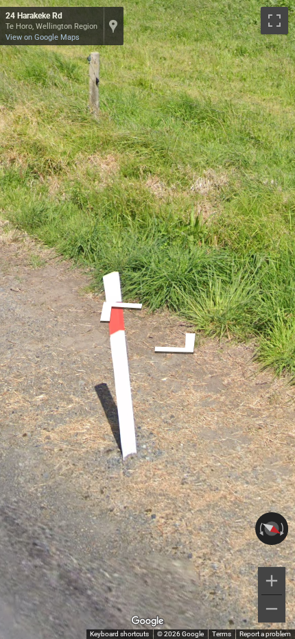 Bollard with red strip — New Zealand