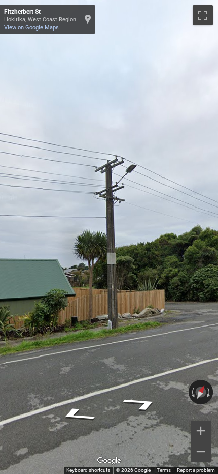 New Zealand concrete utility pole with a long vertical indent and a silver opossum guard near the top.