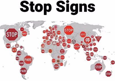 World Map with Stop Signs