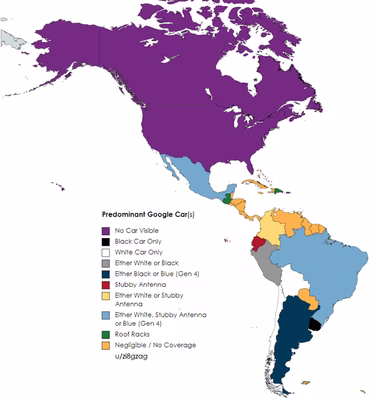 Google car in the Americas