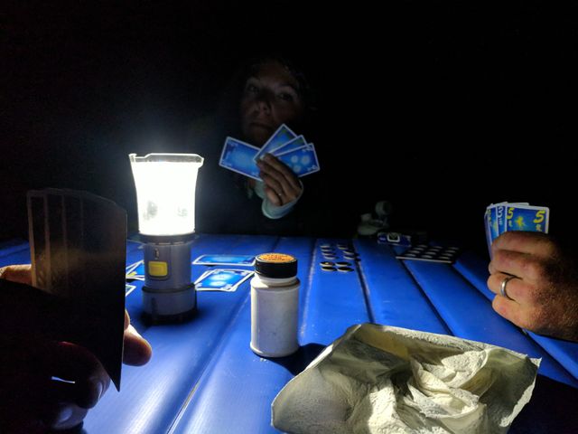 Hanabi works well for this, because then everyone's cards face the light.