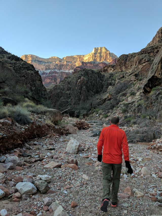 Heading up the wash, away from the river