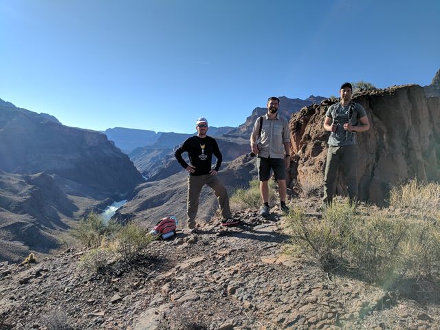 Nick, Evan, and JB exploring the Grand Canyon