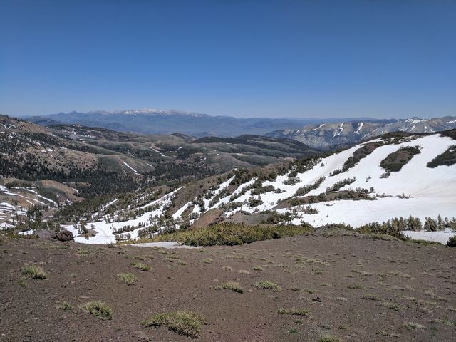 The High Sierras giving way to the regular Sierras