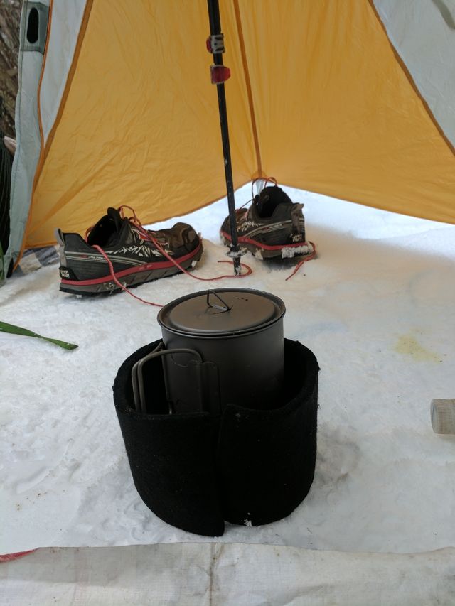 Yeah I'm cooking inside my vestibule. It was cold outside! And also snowing!