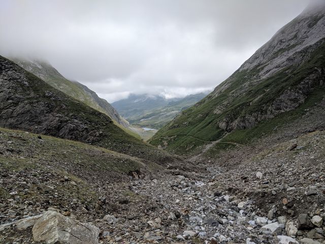 Looking down into the first valley floor