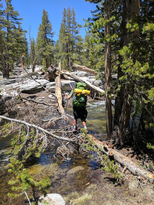 The second creek crossing of the day -- even sketchier than the first!