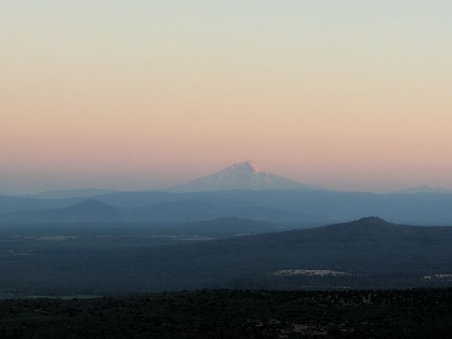 The sun rising on Mt Shasta