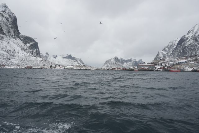 Looking back as we left Reine