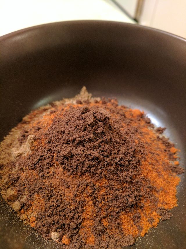 A pile of Ras el hanout spice mixture -- sufficient for 26 servings!