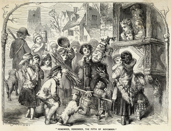 Enfants avec leur effigie de Guy Fawkes, 1858