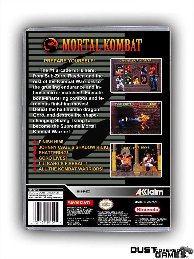 DÃ©tails sur Mortal Kombat SNES Super Nintendo Game Case Cover Neuf QualitÃ©  Pro!!!- afficher le titre d'origine - 