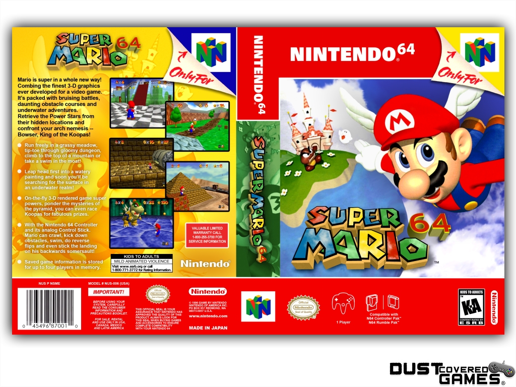 super mario 64 box art spine