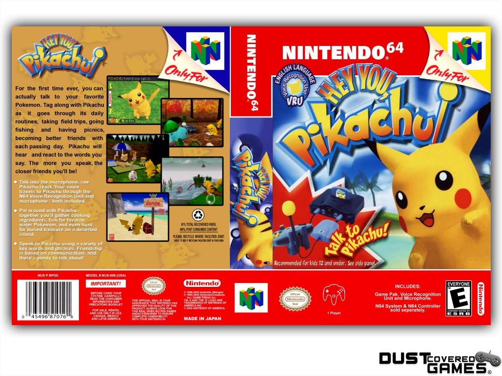 Hey You Pikachu N64 Nintendo 64 Spiel Case Box Cover Brandneu Pro Qualitat Ebay