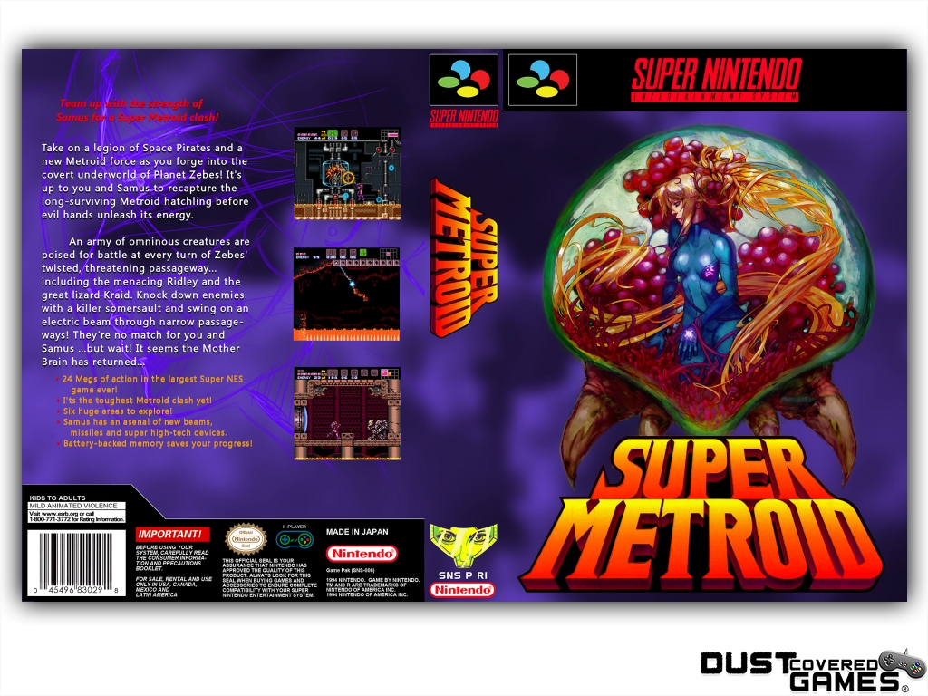 эскиз 21 - Супер Metroid SNES Super Nintendo игра чехол коробка чехол совер...