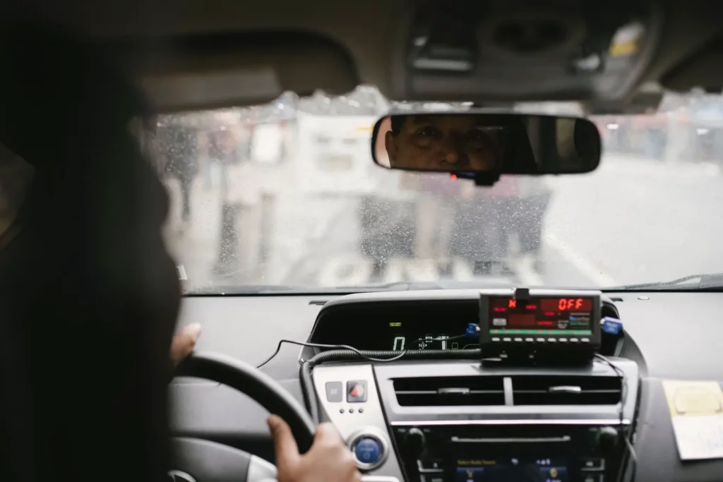 A man driving a car