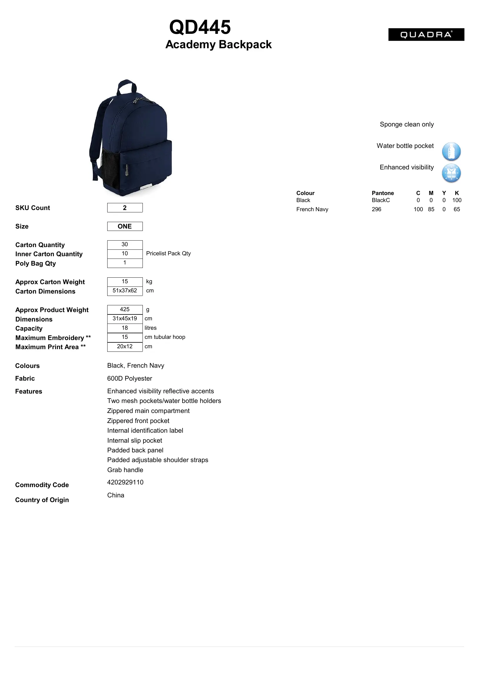 Quadra - Academy Backpack - DTF Prints Norwich