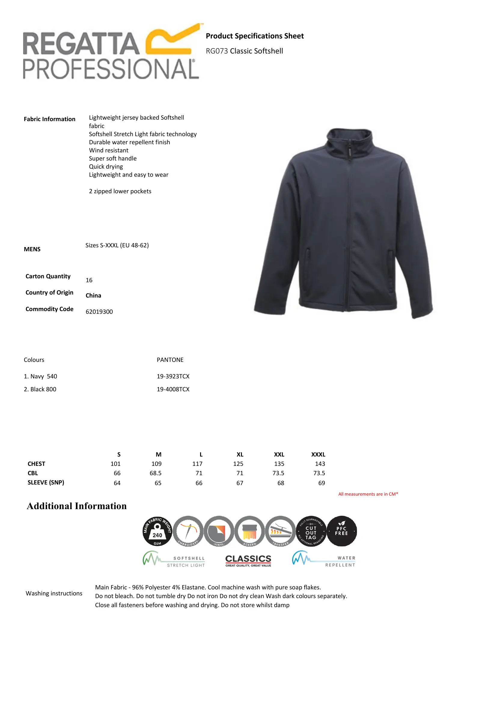 Spec Sheet for RG073