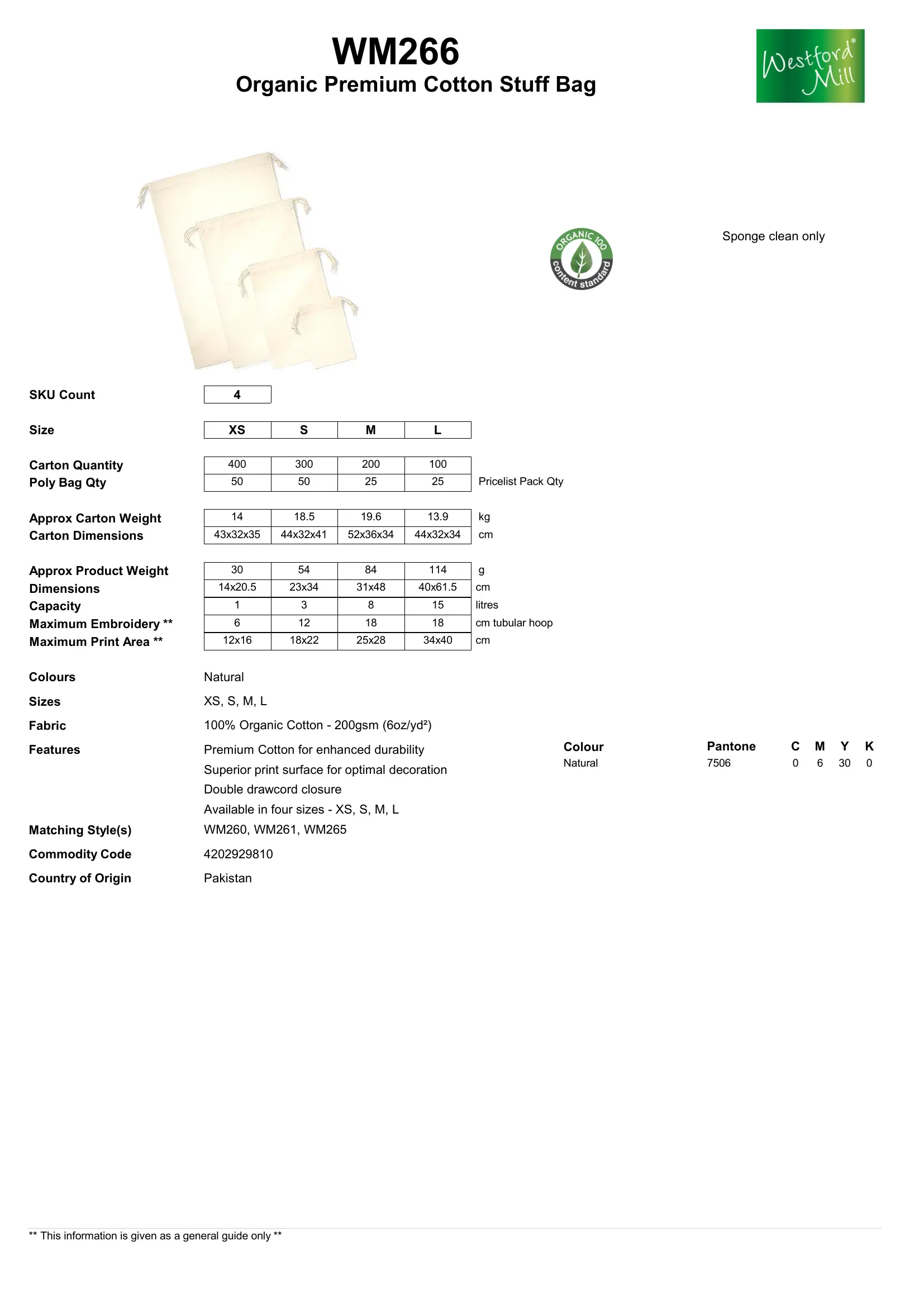 Spec Sheet for WM266