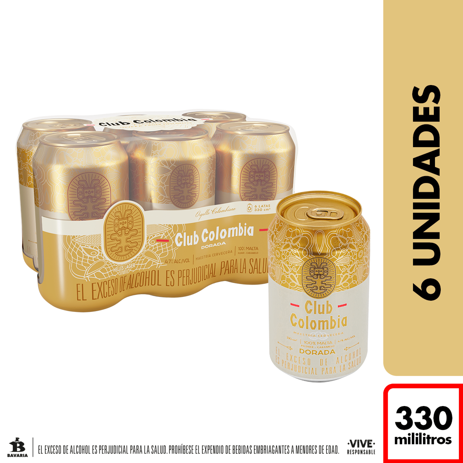 Cerveza Club Colombia Dorada Lata Sixpack (6 pz | 330 ml)