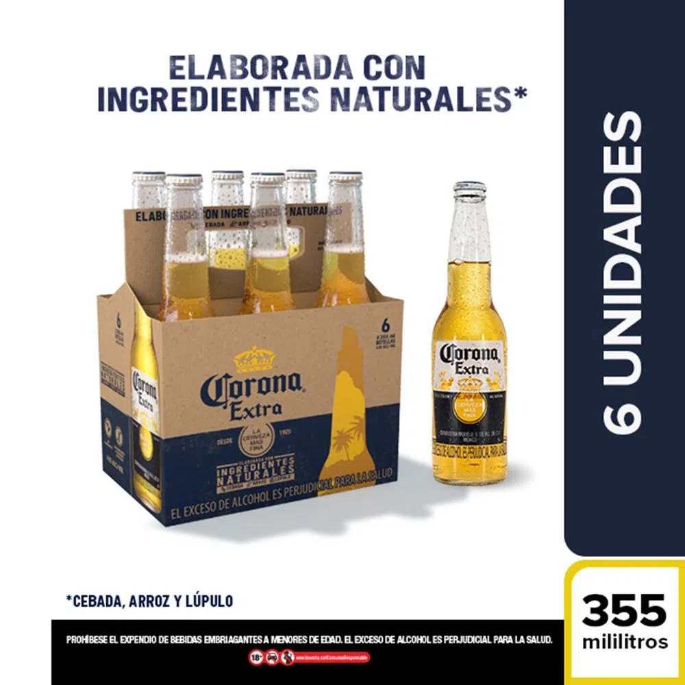 Cerveza Corona Extra Botella Six Pack (6 pz | 355 ml)