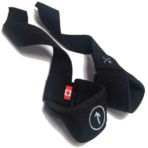 Leather Weightlifting Straps | Black Leather with Neoprene Wrist Padding