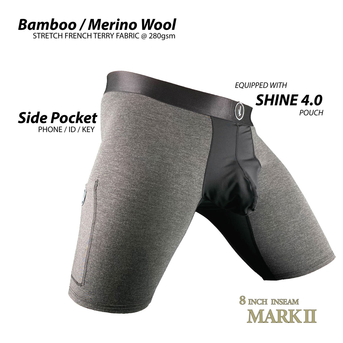 Comfort Pouch Boxer Briefs Bamboo / Merino Wool Fabric