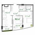 2-кімнатне планування квартири в будинку за адресою Старонаводницька вулиця 16б (Г)