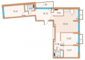 3-комнатная планировка квартиры в доме по адресу Крайняя улица 1