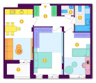 2-комнатная планировка квартиры в доме по адресу Рыльского Тадея бульвар 1