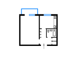 1-комнатная планировка квартиры в доме по проекту 182 Мобиль