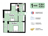 1-комнатная планировка квартиры в доме по адресу Украинки Леси улица 2а (5)