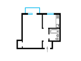 1-комнатная планировка квартиры в доме по проекту 1-215-2