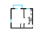 1-кімнатне планування квартири в будинку по проєкту 1-443-5
