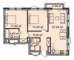 3-комнатная планировка квартиры в доме по адресу Антоновича улица (Горького улица) 83