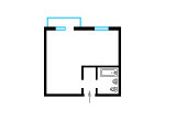 1-комнатная планировка квартиры в доме по проекту 1у-438-20 (гостинка)