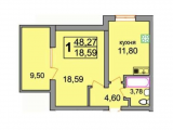 1-комнатная планировка квартиры в доме по адресу Вербицкого улица 12