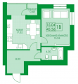 1-комнатная планировка квартиры в доме по адресу Амосова улица 4 (4)