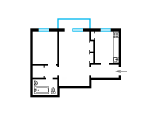 2-кімнатне планування квартири в будинку по проєкту ПКД-Д2С