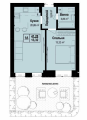 1-комнатная планировка квартиры в доме по адресу Франко Ивана улица №2