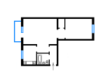 2-кімнатне планування квартири в будинку по проєкту 1у-438А-41