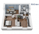 2-комнатная планировка квартиры в доме по адресу Радистов улица 18