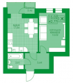 1-комнатная планировка квартиры в доме по адресу Амосова улица 4 (4)