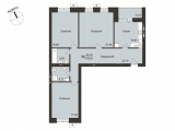 3-комнатная планировка квартиры в доме по адресу Вокзальная улица 2