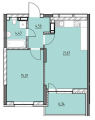 1-комнатная планировка квартиры в доме по адресу Воздухофлотский проспект 56 (3)