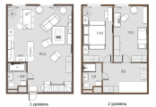 3-комнатная планировка квартиры в доме по адресу Балукова улица 1