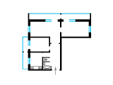 3-кімнатне планування квартири в будинку по проєкту 1-КГ-480-45