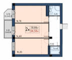 2-кімнатне планування квартири в будинку за адресою Вільямса академіка вулиця 4-вд