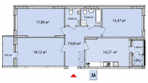 3-комнатная планировка квартиры в доме по адресу Выговского Ивана улица (Гречко маршала улица) 10 (7)